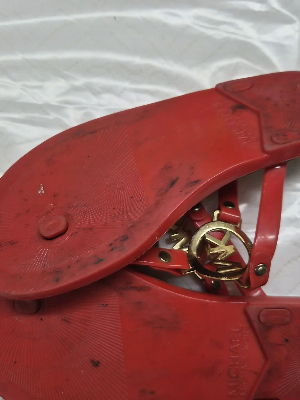 Michael Kors Red Logo Thong Sandals